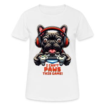 Gamers Shirt Französische Bulldogge Gaming-Schrott - Frauen T-Shirt atmungsaktiv - Weiß - Vorne - AI Model Female 172 dark (172cm)