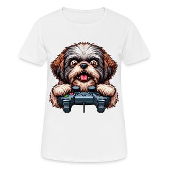 Dog gamers, Dog game freak shih tzu - T-shirt respirant Femme - blanc - Devant - AI Model Female 172 dark (172cm)