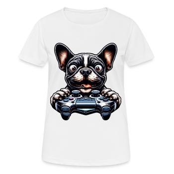 Bouledogue français et passionnés de jeux vidéo - T-shirt respirant Femme - blanc - Devant - AI Model Female 172 dark (172cm)