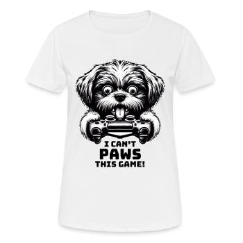 Crazy Shih Tsu chien gamefreak gamers - T-shirt respirant Femme - blanc - Devant - AI Model Female 172 dark (172cm)