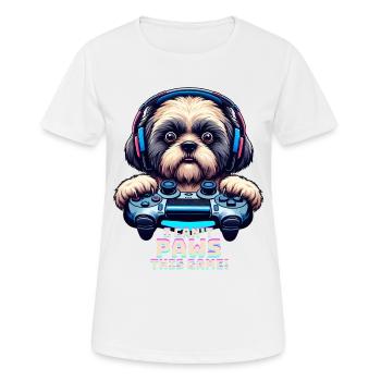 Nerds du jeu, amateurs de chiens Shih Tzu - T-shirt respirant Femme - blanc - Devant - AI Model Female 172 dark (172cm)
