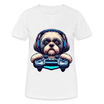 Nerds du jeu, amateurs de chiens Shih Tzu - T-shirt respirant Femme - blanc - Devant - AI Model Female 172 dark (172cm)