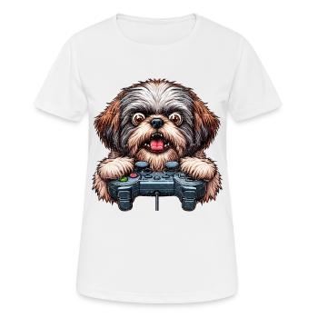 Dog gamers, Dog game freak shih tzu - T-shirt respirant Femme - blanc - Devant - AI Model Female 172 dark (172cm)