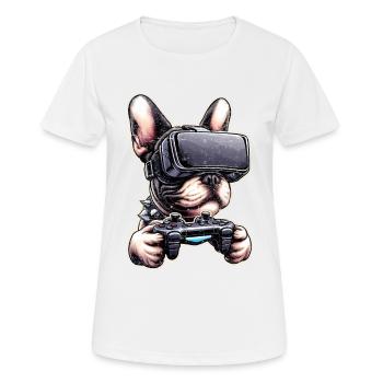 Hunde, Französische Bulldogge Videospiel VR-Brille - Frauen T-Shirt atmungsaktiv - Weiß - Vorne - AI Model Female 172 dark (172cm)