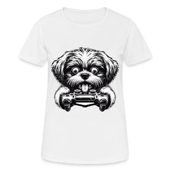 Crazy Shih Tsu chien gamefreak gamers - T-shirt respirant Femme - blanc - Devant - AI Model Female 172 dark (172cm)