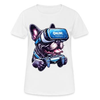 Hundeliebhaber, Französische Bulldogge VR-Gamer - Frauen T-Shirt atmungsaktiv - Weiß - Vorne - AI Model Female 172 dark (172cm)