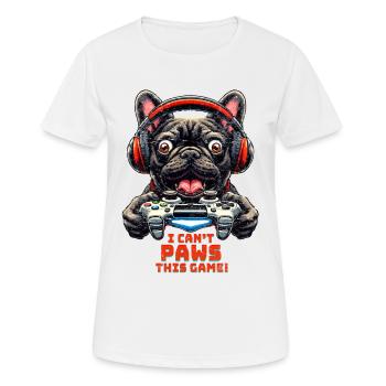 Französische Bulldogge Gamer mit Gamecontroller - Frauen T-Shirt atmungsaktiv - Weiß - Vorne - AI Model Female 172 dark (172cm)