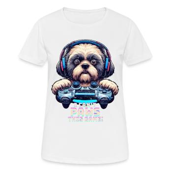 Spiele-Nerds, Shih Tzu Hundeliebhaber - Frauen T-Shirt atmungsaktiv - Weiß - Vorne - AI Model Female 172 dark (172cm)