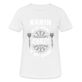 Personalised Darts T-Shirt for Karin - Women's Breathable T-Shirt - white - Front - AI Model Female 172 dark (172cm)