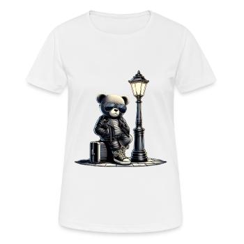 Coole Teddybär-Leder-Motorradjacke geht auf Reisen - Frauen T-Shirt atmungsaktiv - Weiß - Vorne - AI Model Female 172 dark (172cm)