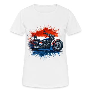 Dutch Pride: Motorrad T-Shirt in niederländischen Farben - Frauen T-Shirt atmungsaktiv - Weiß - Vorne - AI Model Female 172 dark (172cm)
