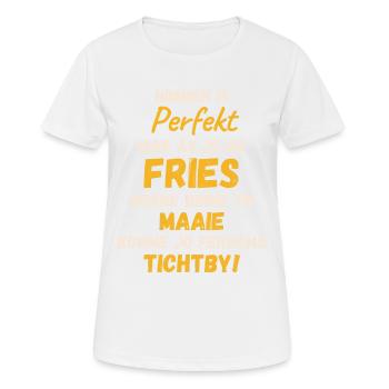 Mei Geboren Friesen - Unique Humor Frisian text - Women's Breathable T-Shirt - white - Front - AI Model Female 172 dark (172cm)