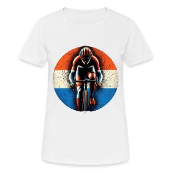 Dutch Cycling jersey design NL flag cyclist - Women's Breathable T-Shirt - white - Front - AI Model Female 172 dark (172cm)
