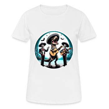 Halloween shirts T-rex Mariachi skeletons - Women's Breathable T-Shirt - white - Front - AI Model Female 172 dark (172cm)