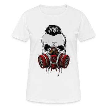 Hipster Skull Totenkopf mit Maske Gasmaske - Frauen T-Shirt atmungsaktiv - Weiß - Vorne - AI Model Female 172 dark (172cm)