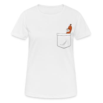 Wurst Brusttasche Bratwurst Fake Pocket Geschenk - Frauen T-Shirt atmungsaktiv - Weiß - Vorne - AI Model Female 172 dark (172cm)