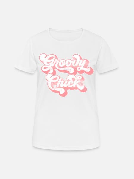 Groovy Chick Shirt 70iger Jahre Party Geburtstag - Dame T-shirt svedtransporterende - hvid