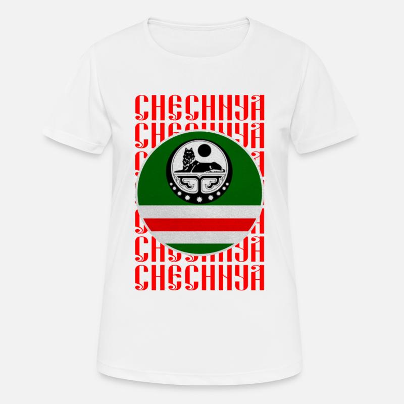 Chechnya Flag, Chechen Borz Gear, Chechen Wolf - Women's Breathable T-Shirt - white