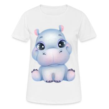 Cute baby hippopotamus with eyes - Baby-Hippo - Women's Breathable T-Shirt - white - Front - AI Model Female 172 dark (172cm)