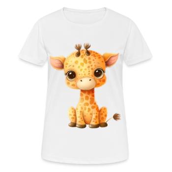 Süße Cartoon-Baby-Giraffe mit Glubschaugen - Frauen T-Shirt atmungsaktiv - Weiß - Vorne - AI Model Female 172 dark (172cm)