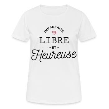 imperfect free and happy - Women's Breathable T-Shirt - white - Front - AI Model Female 172 dark (172cm)