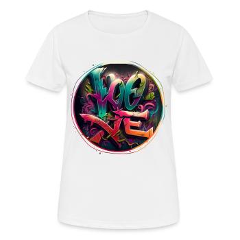 « Amour » Graffiti Thème 3 - T-shirt respirant Femme - blanc - Devant - AI Model Female 172 dark (172cm)