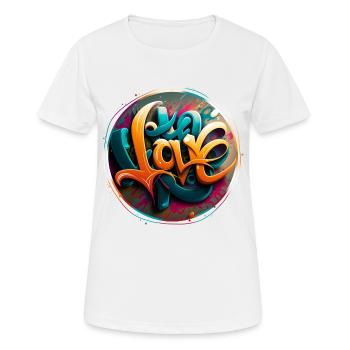 « Amour » Graffiti Thème 1 - T-shirt respirant Femme - blanc - Devant - AI Model Female 172 dark (172cm)