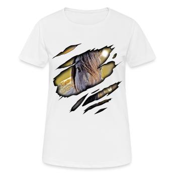 Duelmener Wildpferd in mir - Frauen T-Shirt atmungsaktiv - Weiß - Vorne - AI Model Female 172 dark (172cm)