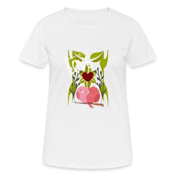 Rêve d’amour - Motif de l’oiseau - T-shirt respirant Femme - blanc - Devant - AI Model Female 172 dark (172cm)