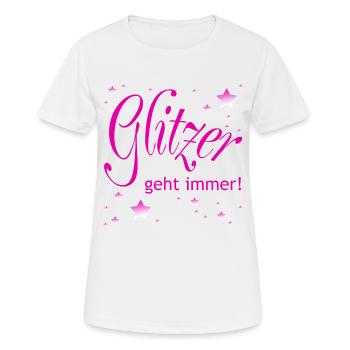 Glitzer geht immer - Frauen T-Shirt atmungsaktiv - Weiß - Vorne - AI Model Female 172 dark (172cm)