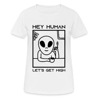 Drogue herbe kiffer cannabis 420 Alien High - T-shirt respirant Femme - blanc - Devant - AI Model Female 172 dark (172cm)