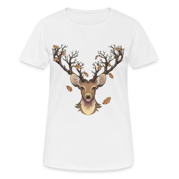 Stag in the fall - Women's Breathable T-Shirt - white - Front - AI Model Female 172 dark (172cm)