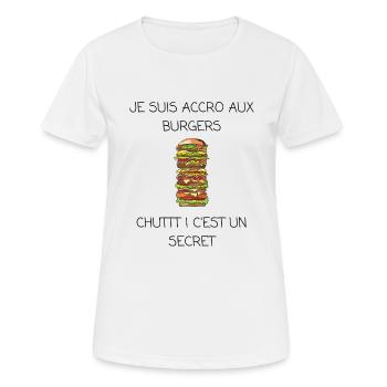 Je suis accro aux burgers - T-shirt respirant Femme - blanc - Devant - AI Model Female 172 dark (172cm)