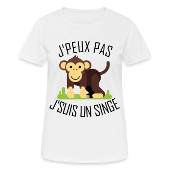 J'peux pas j'suis un Singe - T-shirt respirant Femme - blanc - Devant - AI Model Female 172 dark (172cm)