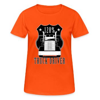truck driver - Women's Breathable T-Shirt - neon orange - Front - AI Model Female 172 dark (172cm)