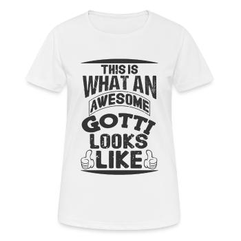 Voici à quoi ressemble un Gotti cool de Godmother Switzerland - T-shirt respirant Femme - blanc - Devant - AI Model Female 172 dark (172cm)