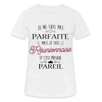 Réunionnaise Parfaite - T-shirt respirant Femme - blanc - Devant - AI Model Female 172 dark (172cm)