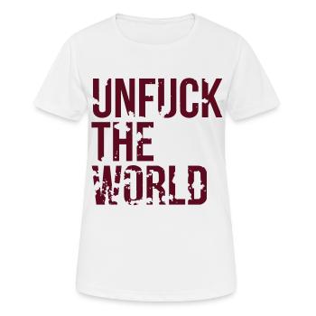 unfuck the world - Women's Breathable T-Shirt - white - Front - AI Model Female 172 dark (172cm)