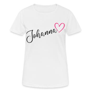 Johanna Nom Prénom Rose cœur - T-shirt respirant Femme - blanc - Devant - AI Model Female 172 dark (172cm)