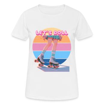 Let's Roll Retro Sunset Rollerskating Girl - Women's Breathable T-Shirt - white - Front - AI Model Female 172 dark (172cm)