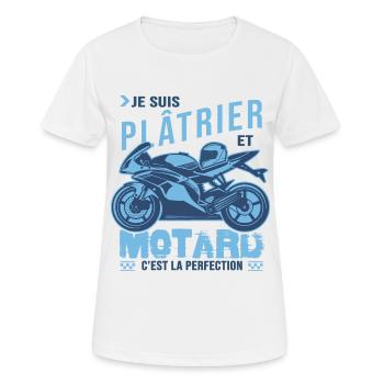 motard parfait plâtrier parfait - T-shirt respirant Femme - blanc - Devant - AI Model Female 172 dark (172cm)