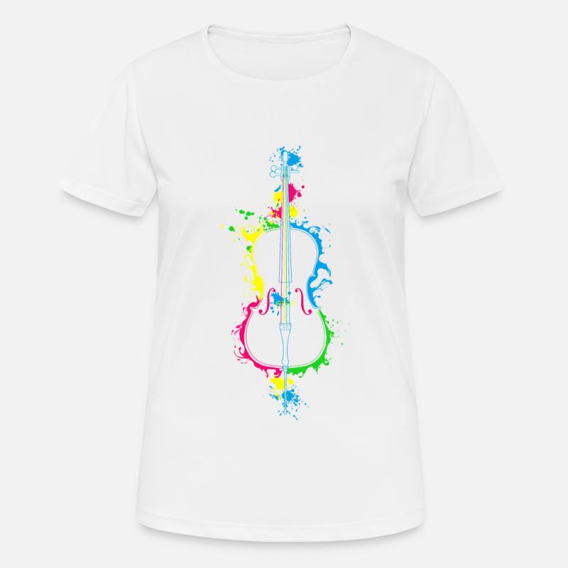 Violoncelle violoncelle - T-shirt respirant Femme - blanc