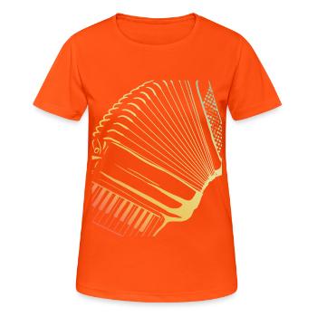 Retro Farben Akkordeon Musiker Geschenkidee - Frauen T-Shirt atmungsaktiv - Neonorange - Vorne - AI Model Female 172 dark (172cm)