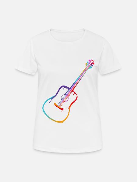 Gradient Acoustic Guitar - Women's Breathable T-Shirt - white