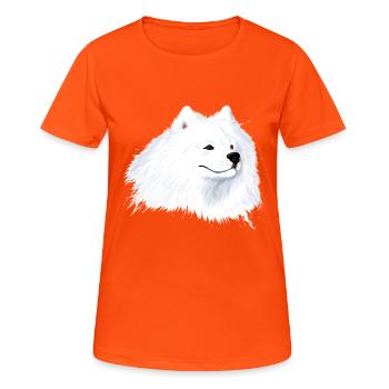 Samoyed Dog Head - Women's Breathable T-Shirt - neon orange - Front - AI Model Female 172 dark (172cm)