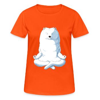 Samoyed Yoga - Women's Breathable T-Shirt - neon orange - Front - AI Model Female 172 dark (172cm)