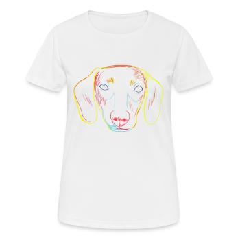 Strich Dackel - Frauen T-Shirt atmungsaktiv - Weiß - Vorne - AI Model Female 172 dark (172cm)