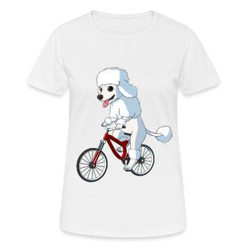 Chien caniche sur un vélo - T-shirt respirant Femme - blanc - Devant - AI Model Female 172 dark (172cm)