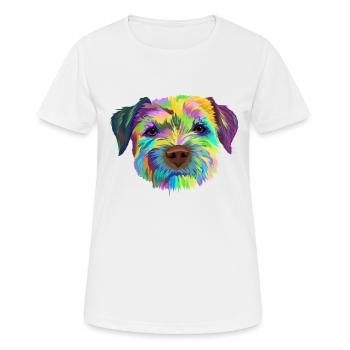 Border Terrier chien cadeau - T-shirt respirant Femme - blanc - Devant - AI Model Female 172 dark (172cm)