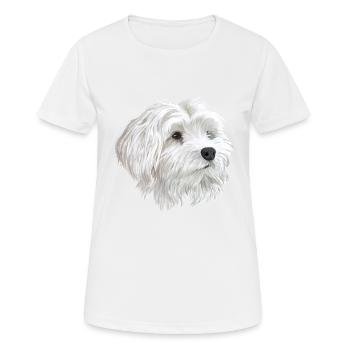 Chien maltais - T-shirt respirant Femme - blanc - Devant - AI Model Female 172 dark (172cm)
